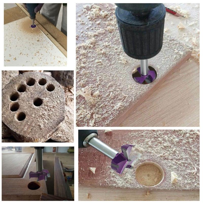 3-Schneidige 35mm 45mm Rundschaft Holz Lochsäge Bohrer Öffner Holzbearbeitung Scharnierloch Bohrer Bohrer Bits Schneidwerkzeug BohrerBits