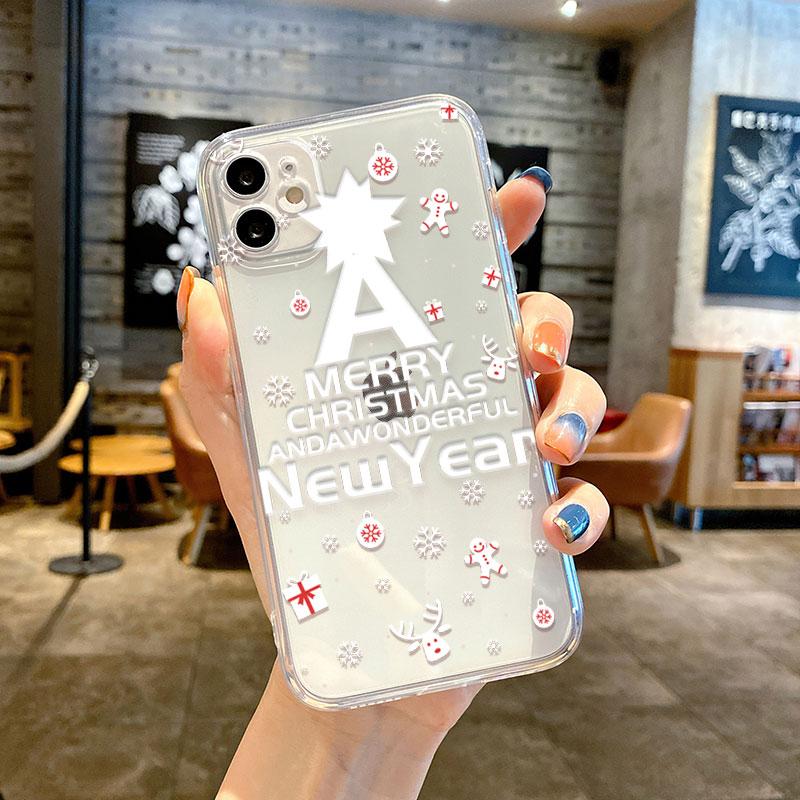 Husă transparentă pentru Apple iPhone 14 11 13 12 Pro 7 8 Plus XR X XS Max 6 6S 13Pro Husă de telefon din silicon Om de zăpadă Desene animat de Crăciun