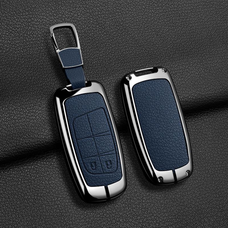 Zinc Alloy Leather Car Key Case For Jeep Compass Grand Cherokee Wrangler Compass Chrysler 300C Key Holder Car Key Cover Case
