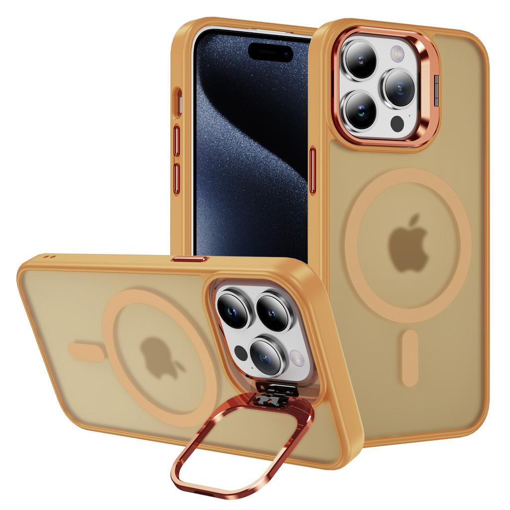 Compatible with MagSafe for iPhone 15 Pro Case PC+TPU+Metal Kickstand Phone Cover