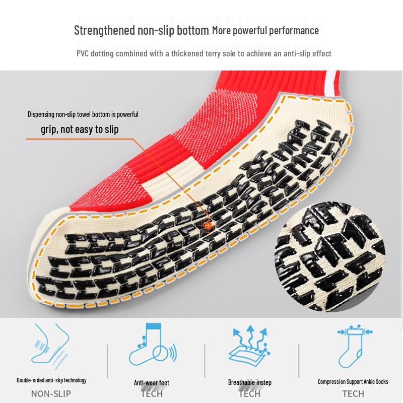 Professional Mid-Calf Anti-Slip Football Socks - Thick, Breathable, High Elasticity with Silicone Grip