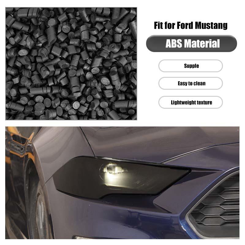 Bil Främre Strålkastare Lampa Dekorationsskydd ABS Dekoration För Ford Mustang 2018 Upp Exteriörtillbehör ,Rökt Svart