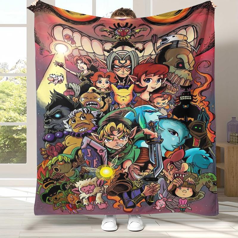 Retro Z-Zelda Cartoon Link Games Flannel Blanket,Ultra Soft Warm Plush Throw for Home Bedroom Bed Sofa Cover Camping Picnic kid