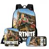 3Pcs Set School Backpack With Front Pocket & Crossbody Bag & Pencil Bag,Cartoon Fortnite For Age 6-10,Lightweight For Boys Girls