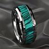 8mm Green Stripe Stainless Steel Men's Ring - European and American Style