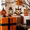 Halloween Door Frame Wooden Hang Tags 6Pcs Vintage Ornaments for Tree Decorations Black Cat Pumpkin Wood Cutout Cartoon Ghost Decor Owl Hanging