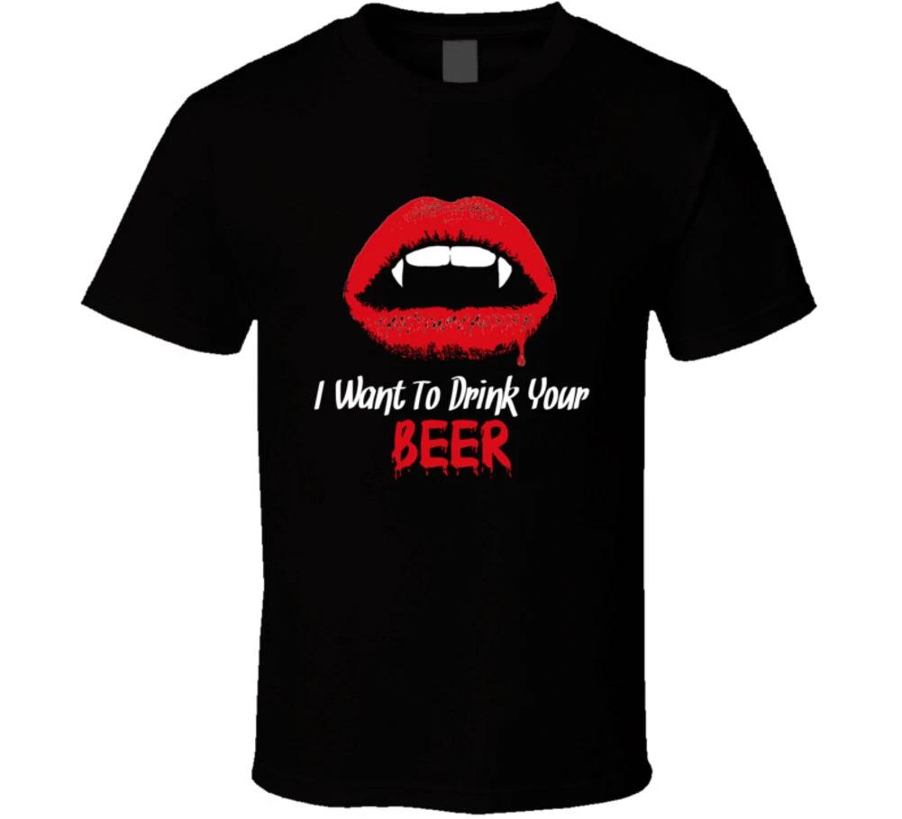 I Want To Drink Your Beer Vampire Costume Funny Halloween T Shirt S