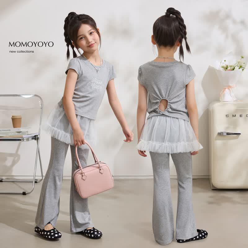 Girls Grey Ballet Style Summer Two-Piece Set 160