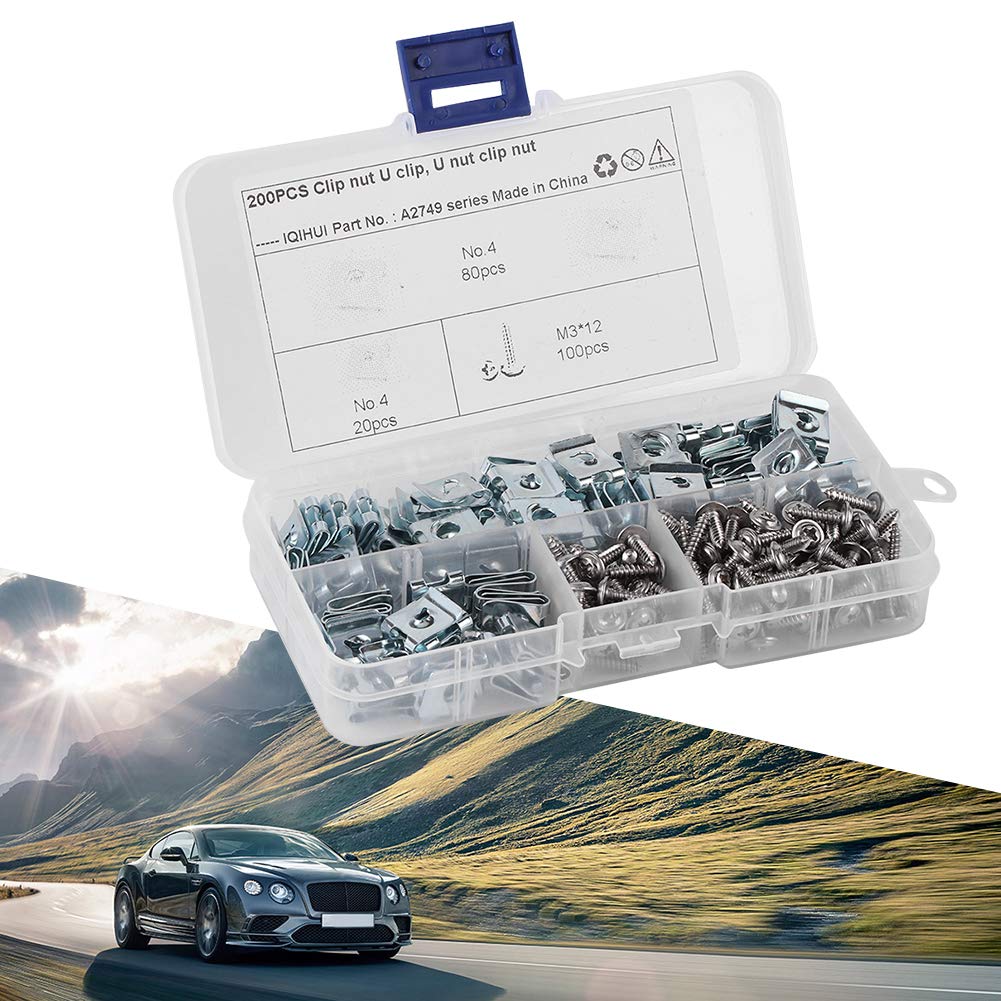 200 Set and Screw Assortment Kit, Auto Car Clips Fasteners with Screws Fixing Hardwares for Bumper Dash Door Panel Interior