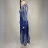 QICED Women's O-neck Vintage Print Long Sleeve Maxi Dress Spring Autumn