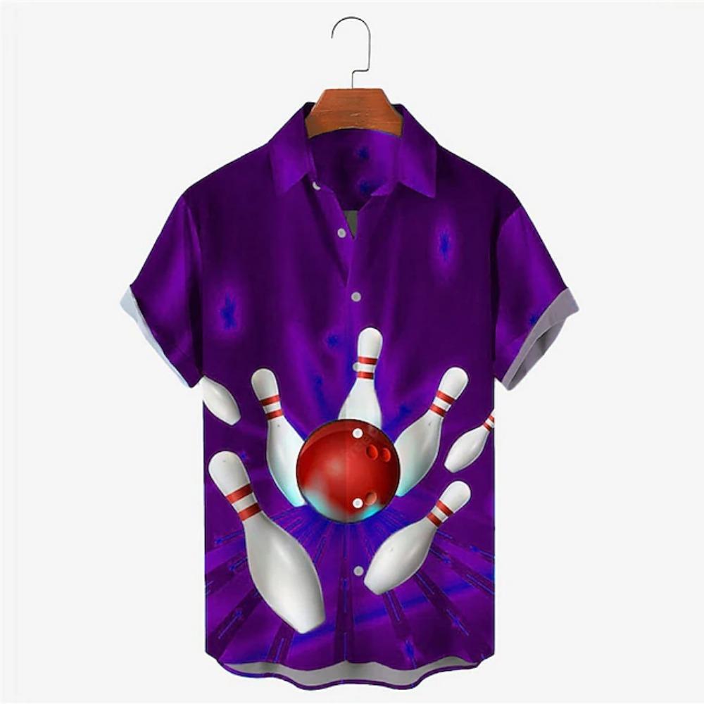 Pánska košeľa Bowling 3D potlač Pánske oblečenie Oversized Leto 2025 Nová Cestovanie Havaj Pláž Havajská Harajuku Krátky rukáv Košeľa