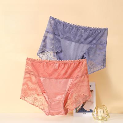 Lace High-waisted Panties with A Belly Control Hip-hugging Breathable Elegant Triangle-shaped Women's Panties