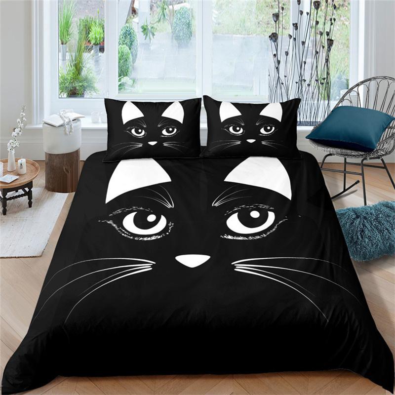 

Cartoon Cat Dogs Toddler Bedding Set For Kids Teens Cartoon Kittens Animals Microfiber 3D Duvet Cover Pillowcases Bedroom Decor 70x133cm 2pcs