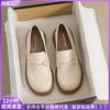College Style Small Leather Shoes Female Pearl Retro Platform Female One Pedal