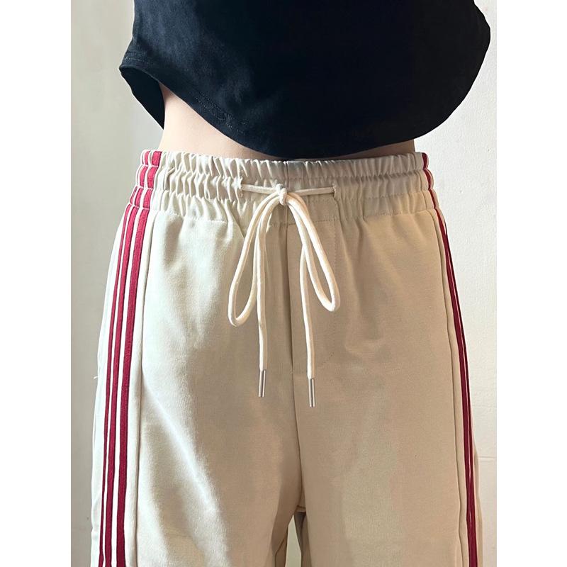 Women's Plus Size Retro Sweatpants with Side Stripes for Spring/Autumn - Street Dance & Casual Wear
