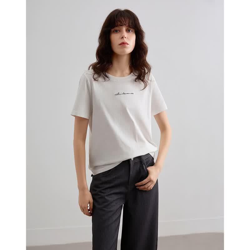 Women s Breathable Pure Cotton Letter T-Shirt