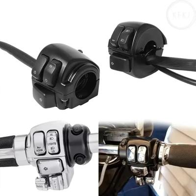 For Harley Softail Dyna Sportster 883 1200 V-Rod Motorcycle 25mm Handlebar Control Switch with Wiring Harness Black/ Chrome Iem