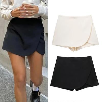 Asymmetric Skort For Women Pink Black Mini Skirt Shorts Woman Fashion High Waist Short Skirts Summer Casual Shorts