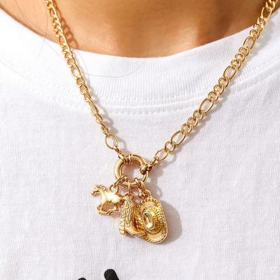 Accessories Boots Cowboy Hat Necklace, Personalized Versatile Hip Hop Horse Western Style Necklace