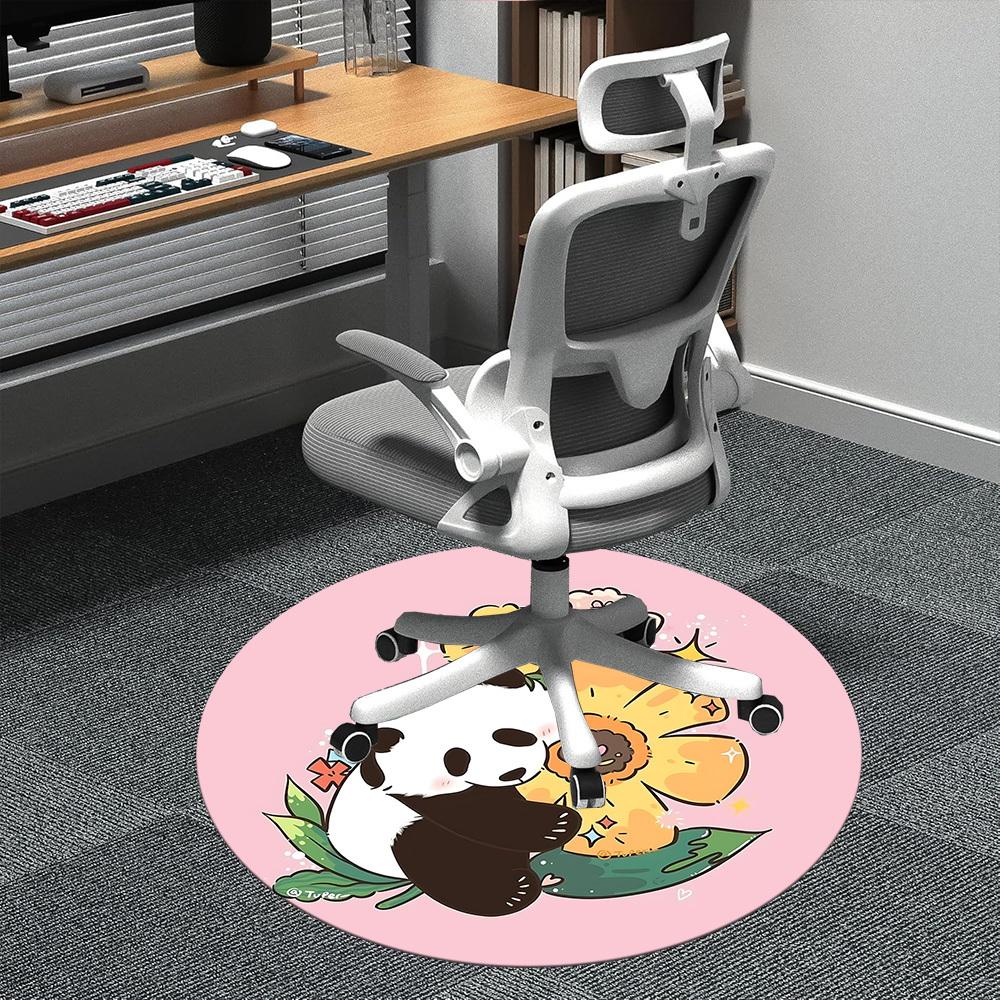 1pc Panda Bloom Office Round Area Rug, Indoor Mat Suitable ForOffice, Under Office Chairs Bedroom Living Room Home Decor D002