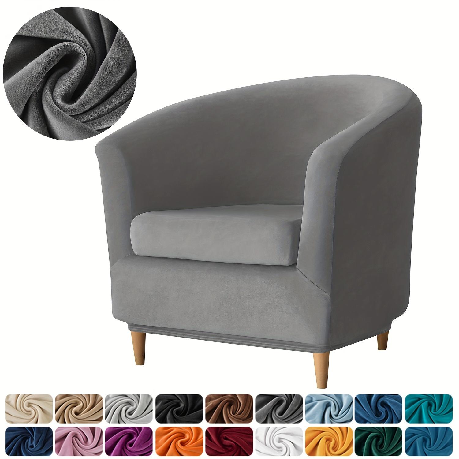 Yto Household Items Unisex 2Pc/Set Plush Club Chair Slipcover Stretch Elastic Chair Covers Solid Color Tub Chair Slipcovers Spandex Armchair Sofa Cover