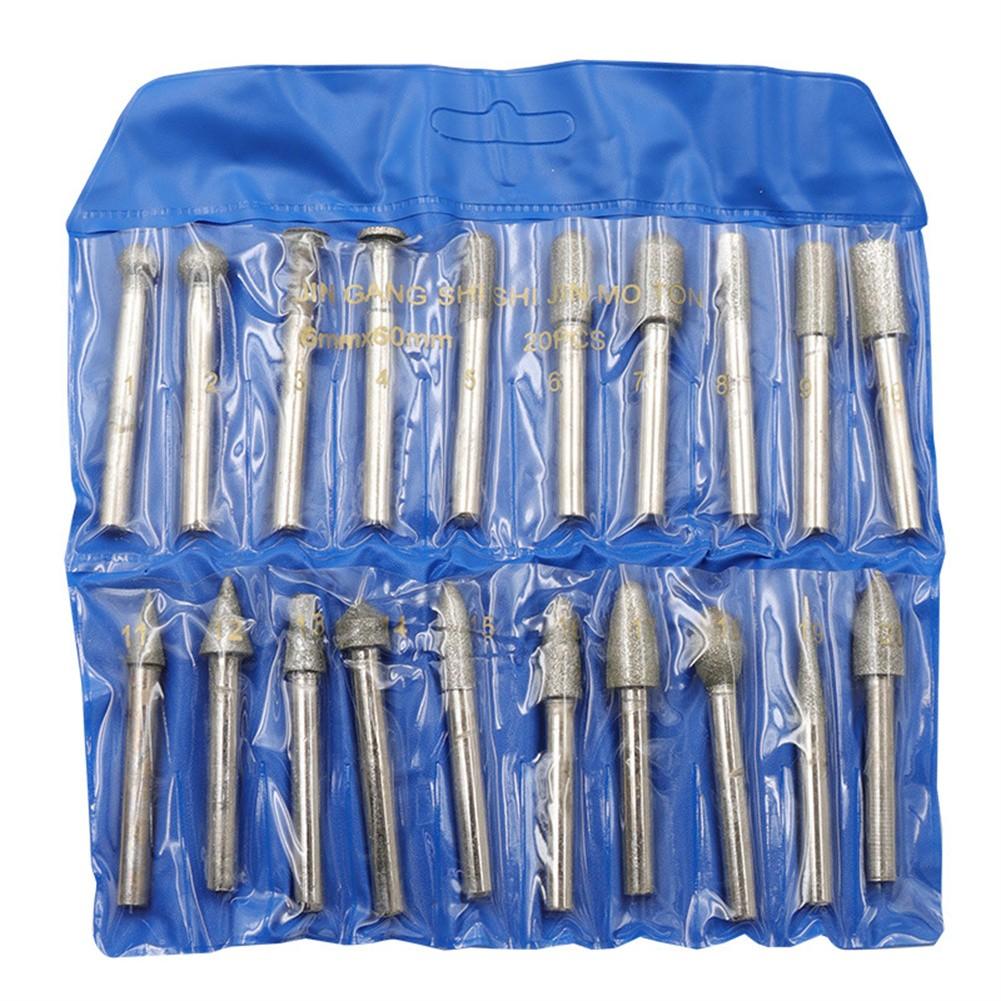 Grinding Head 20pcs 6mm Shank Grinding Needle Emery Grinding Rod