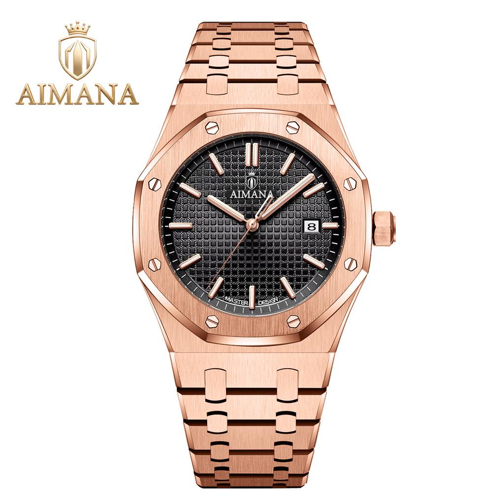 Men's Fashion Analog Quartz Wristwatch Octagonal Bezel Stainless Steel Band Calendar Dial Casual Dress Watch for Men