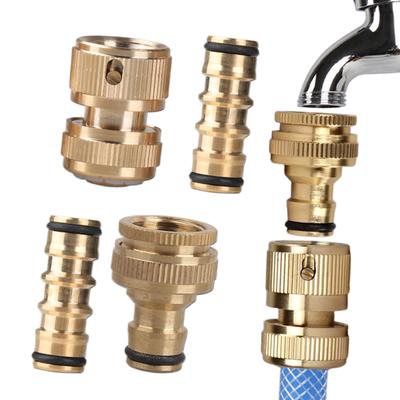 6pcs Garden Water Pipe Brass Fittings Quick Disconnect Garden Hose Connector 1/2-inch 3/4-inch 2-way Tube Watering Coupling