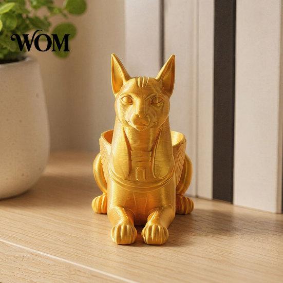 Einzigartige Katzen-Heimdekoration Ägyptische Statue, 3D-gedruckte Bastet-Figur mit Aufbewahrung, Götterstatue Mythisches Wesen Schreibtisch-Organizer für Büro, Sammlerstück