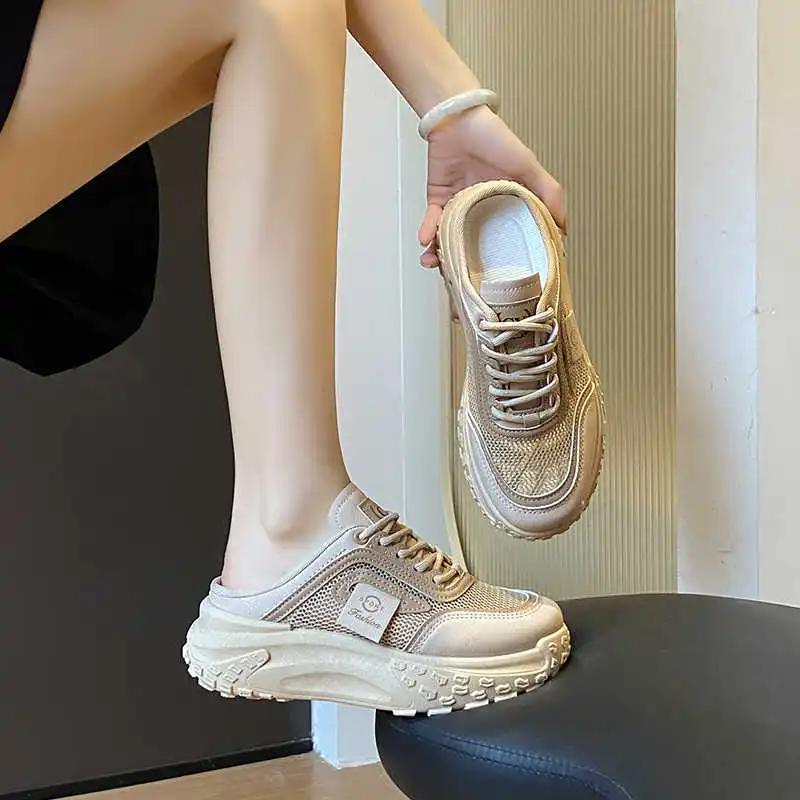 Fashion Sumer Thick-heeled Loafers Woman Luxury Casual Women's Light Green Sneakers Green Shoes Woman Sport Super Deals Sepatu