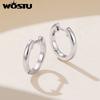 WOSTU Minimalist Platinum Plated 925 Sterling Silver Post Hoop Earrings Fow Women Hypoallergenic Simple Jewelry Gift Wholeslae