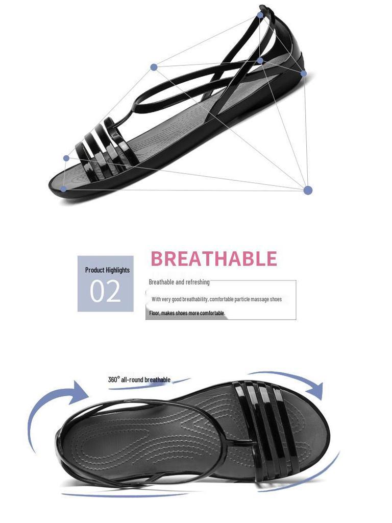 Barevné protiskluzové želé sandály: Dámské plážové boty s měkkou podrážkou