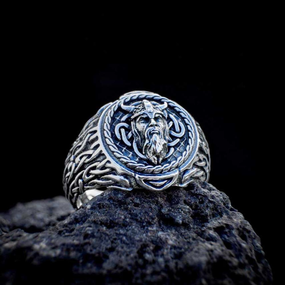 Retro Viking Silver Ring Norse Celtic Warrior Head Men Jewelry