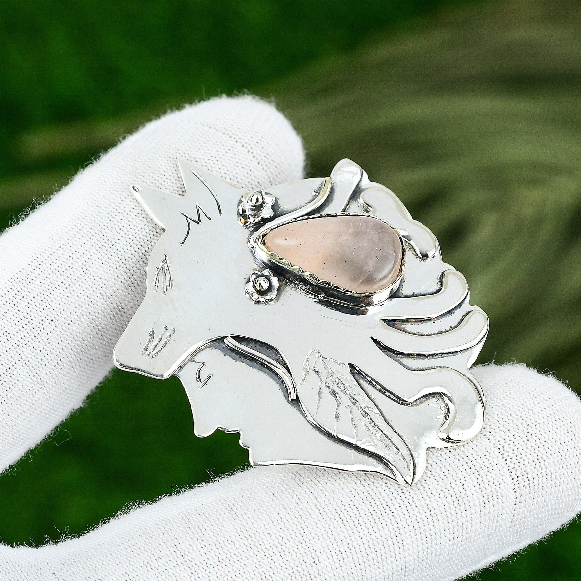 

Gift For Her 925 Sterling Silver Natural Rose Quartz Gemstone Jewelry Pendant