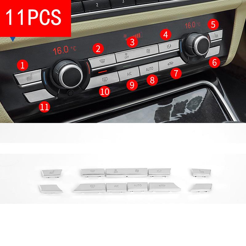 Für BMW 5 7 Serie F10 F01 10-16 Silbrig Schwarz Center Klimaanlage AC Control Schalter Taste Ersetzen abdeckung Auto Innen