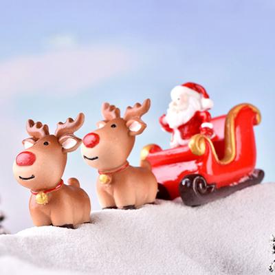 Resin Christmas Reindeer Santa Model Miniature Landscape Garden Bonsai Ornament