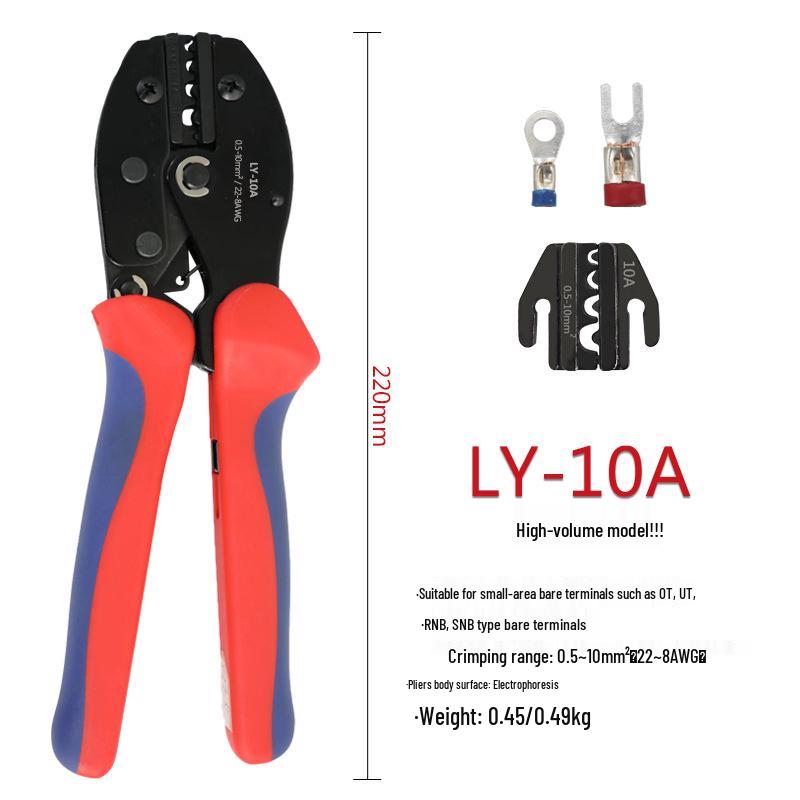 LY Series Multi-Functional MC4 Photovoltaic & Pre-Insulated Terminal Crimping Tool for Fork, U, and Y Types