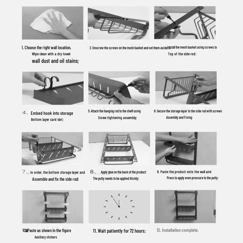 Space Aluminum No-Drill Bathroom Storage Shelf