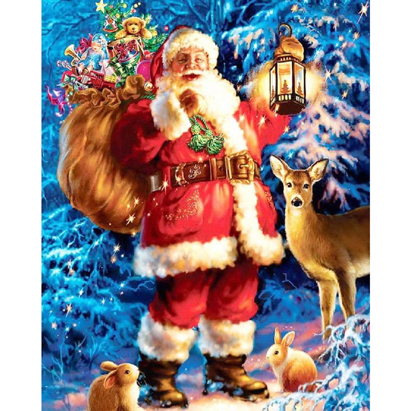 DIY 5D Diamond Painting Santa Claus Cartoon Full Round Drill Diamond Embroidery Christmas Winter Snow Cross Stitch Home Decor