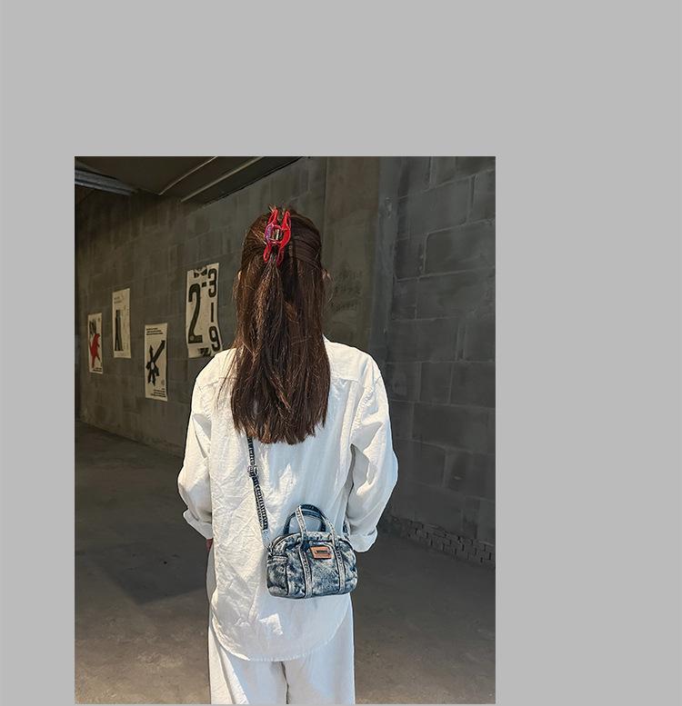 Korean Fashion Casual Washed Denim Mini Pillow Shoulder/Crossbody Bag - New Autumn/Winter 2025