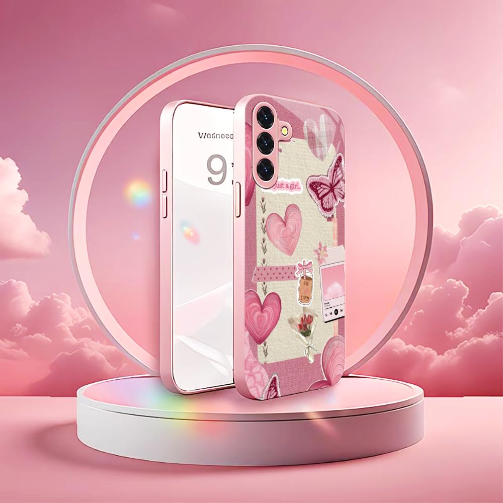 Bestseller Pink Heart-shaped Butterfly Madam Pink Glass PhoneCase for Samsung Galaxy S26 S25 S24 S23 S22 FE Ultra Plus Female