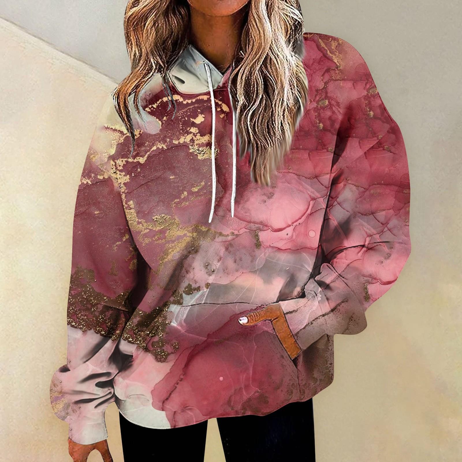 

Женские модные повседневные универсальные повседневные толстовки с круглым вырезом, топы с длинными рукавами и принтом XL красный