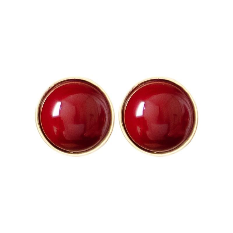 Ancola 2024 Red Retro Oval Pearl Earrings - Autumn & Winter Collection