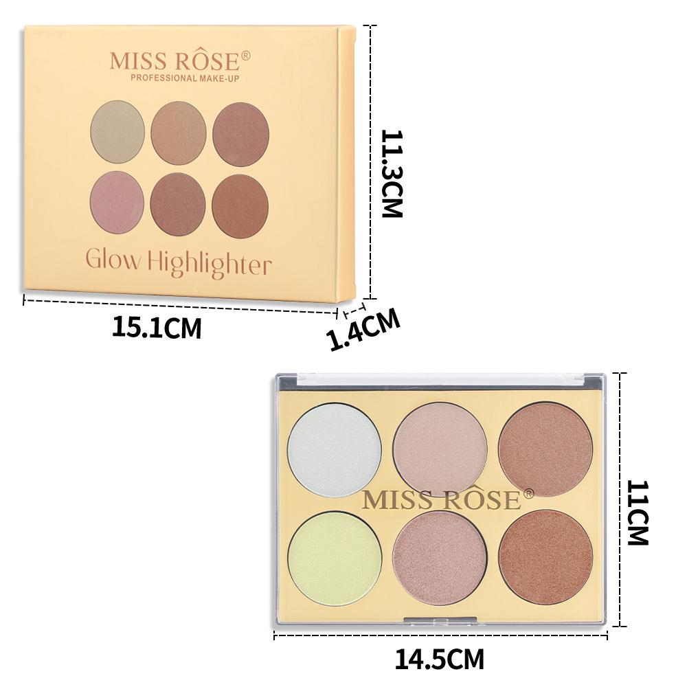 MISS ROSE 6-in-1 Exquisite Girl Highlighters Sexy Waterproof Non-removal Loaded Highlighter Glow High Lighter