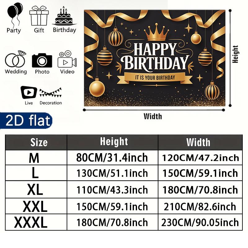 Gold Gold Birthday Background 1pc - Polyester Banner