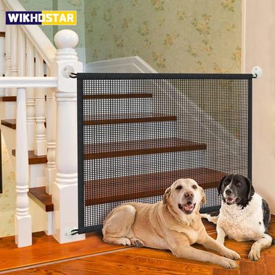 Pet Dog Barrier Fences With 4Pcs Hook Pet Isolated Net Stairs Gate New Folding Breathable Mesh Playpen For Dog Safety Fence