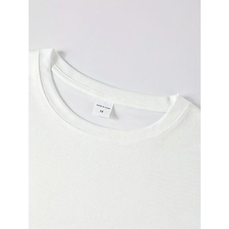 Men's T-Shirt - Football Pattern Print - Casual Round Neck Design - Suitable for Training and Outdoor Wear - Machine Washable - Sports and Daily Wear