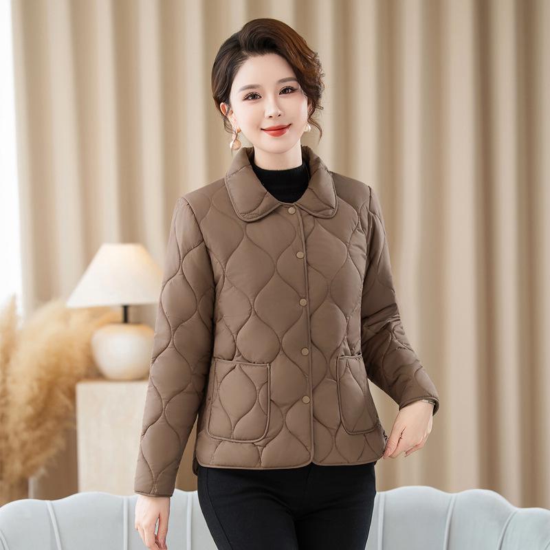 Women's Midlife Lightweight Autumn/Winter Cotton Jacket - Fashionable, Warm, and Thin