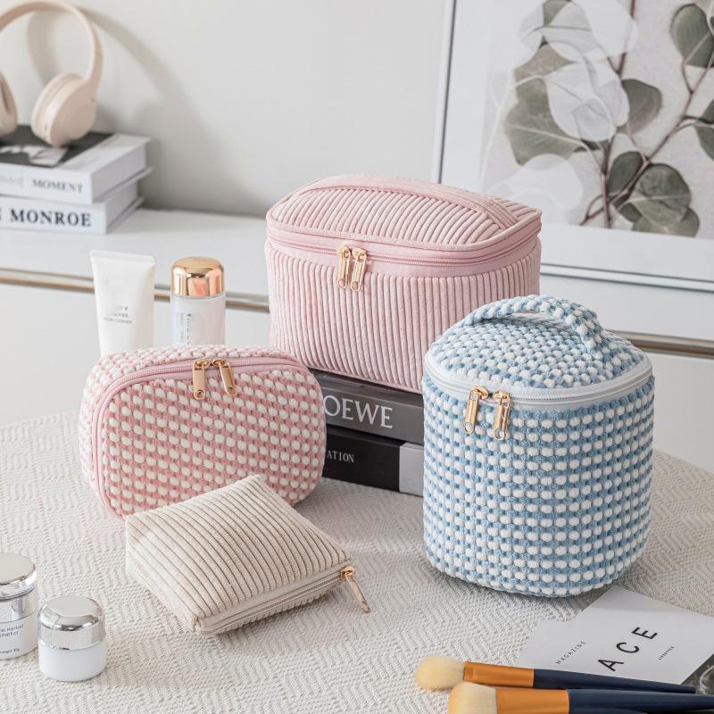 1/4 Pièces Sac à Rouge à Lèvres Portable de Voyage Sac à Cosmétiques en Velours Sac de Rangement Girly Grande Capacité Sac à Toilette Portatif Classé