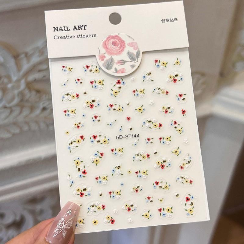 

Small Fresh Ins Bee Flower Nail Stickers 3D Color 5d Little Red Book Fine Tuning